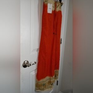 Cream and Orange Wide Leg with Flowing Silhouette